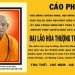 CÁO PHÓ CAO TĂNG ĐẠI LÃO HÒA THƯỢNG PHÁP CHỦ TÂN VIÊN TỊCH